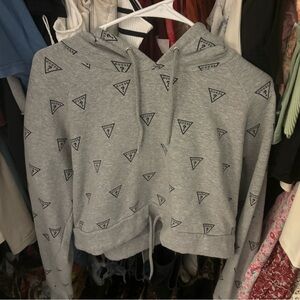 Gray Guess Women's Cropped Hoodie